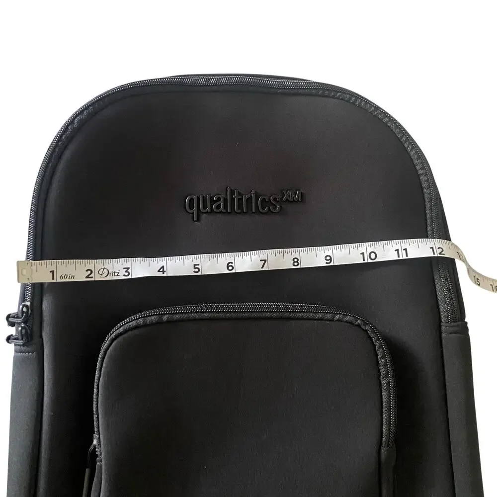 Qualtrics Black on Black Waterproof Backpack with Pockets - Laptop Bookbag NEW